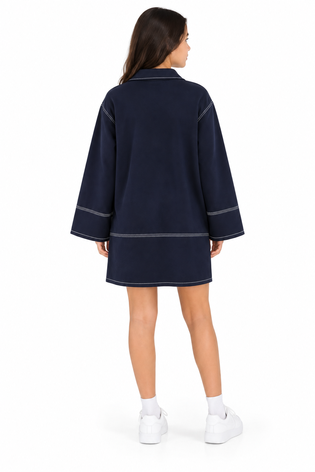 Contrast Stitch Shirt Dress
